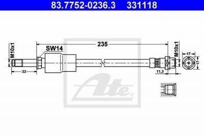 ATE 83.7752-0236.3 тормозной шланг на 3 (E90)