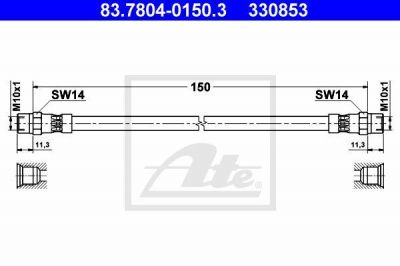 ATE 83.7804-0150.3 тормозной шланг на AUDI 80 (81, 85, B2)