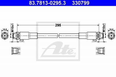 ATE 83.7813-0295.3 Шланг тормозной AD A4/A6 VW B5 (8D0611707)