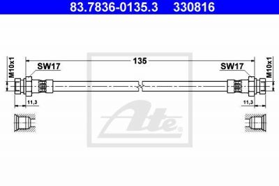 ATE 83.7836-0135.3 тормозной шланг на VW GOLF III (1H1)