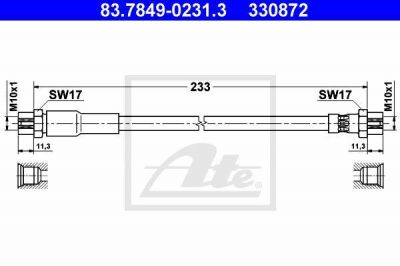 ATE 83.7849-0231.3 тормозной шланг на SKODA OCTAVIA (1Z3)