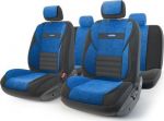 Авточехлы MULTI COMFORT, мультиконтурные, 5 ортопед. поддержек, велюр+формованный велюр, 11 предм., карман, 6 молниий, чёрн./синий, разм. М, 1/3