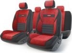 Авточехлы MULTI COMFORT, мультиконтурные, 5 ортопед. поддержек, велюр+формованный велюр, 11 предм., карман, 6 молниий, чёрн./красный, разм. М, 1/3