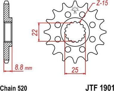 BIKE ALERT Звезда цепного привода (JTF 1901 13SC)