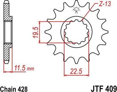 BIKE ALERT Звезда цепного привода (JTF 409 14)