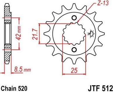 BIKE ALERT Звезда цепного привода (JTF 512 16)