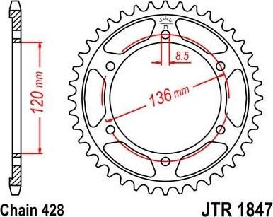 BIKE ALERT Звезда цепного привода (JTR 1847 55)