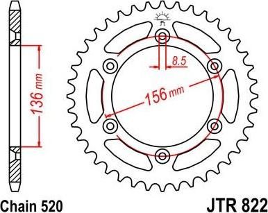 BIKE ALERT Звезда цепного привода (JTR 822 44)