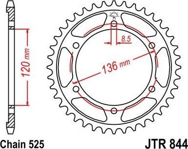 BIKE ALERT Звезда цепного привода (JTR 844 44)