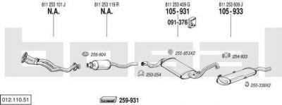 Bosal 012.110.51 система выпуска ог на AUDI 80 (81, 85, B2)