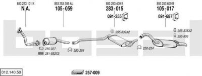 Bosal 012.140.50 система выпуска ог на AUDI 80 (89, 89Q, 8A, B3)