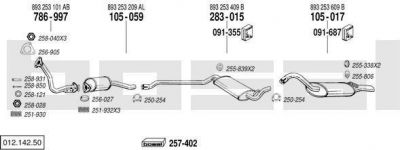 Bosal 012.142.50 система выпуска ог на AUDI 80 (89, 89Q, 8A, B3)