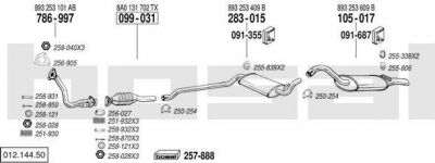 Bosal 012.144.50 система выпуска ог на AUDI 80 (89, 89Q, 8A, B3)