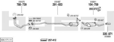 Bosal 034.171.11 система выпуска ог на FORD ESCORT IV универсал (AWF, AVF)