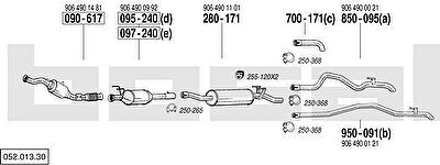 Bosal 052.013.30 система выпуска ог на MERCEDES-BENZ SPRINTER 3-t c бортовой платформой/ходовая часть (906)