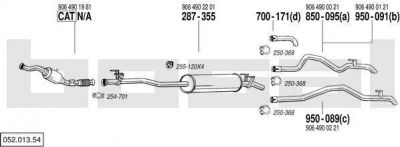 Bosal 052.013.54 система выпуска ог на MERCEDES-BENZ SPRINTER 3,5-t c бортовой платформой/ходовая часть (906)