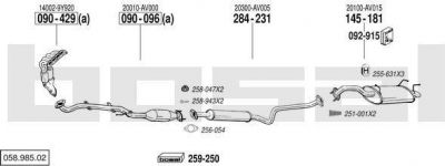 Bosal 058.985.02 система выпуска ог на NISSAN PRIMERA универсал (WP12)