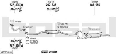 Bosal 060.065.50 система выпуска ог на OPEL ASCONA C (81_, 86_, 87_, 88_)