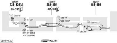 Bosal 060.071.52 система выпуска ог на OPEL ASCONA C (81_, 86_, 87_, 88_)