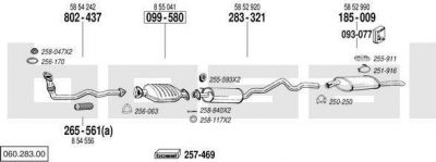 Bosal 060.283.00 система выпуска ог на OPEL ASTRA F универсал (51_, 52_)