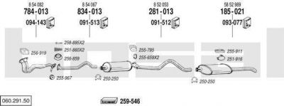 Bosal 060.291.50 система выпуска ог на OPEL KADETT E (39_, 49_)