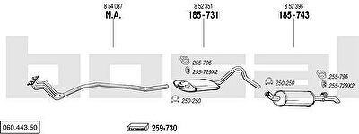Bosal 060.443.50 система выпуска ог на OPEL REKORD E (17_-19_, 11_, 14_, 16_)