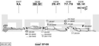 Bosal 060.507.28 система выпуска ог на OPEL VECTRA A (86_, 87_)