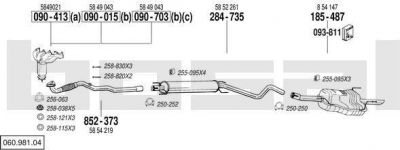 Bosal 060.981.04 система выпуска ог на OPEL ASTRA G седан (F69_)