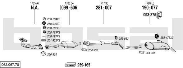 Bosal 062.067.70 система выпуска ог на PEUGEOT 106 I (1A, 1C)