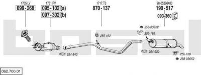 Bosal 062.700.01 система выпуска ог на PEUGEOT 307 (3A/C)