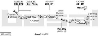 Bosal 066.950.03 система выпуска ог на RENAULT CLIO II (BB0/1/2_, CB0/1/2_)