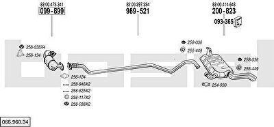 Bosal 066.960.34 система выпуска ог на RENAULT LAGUNA II (BG0/1_)