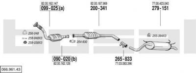 Bosal 066.961.43 система выпуска ог на RENAULT SCЙNIC I (JA0/1_)