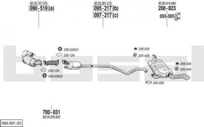 Bosal 066.991.00 система выпуска ог на RENAULT LAGUNA II (BG0/1_)