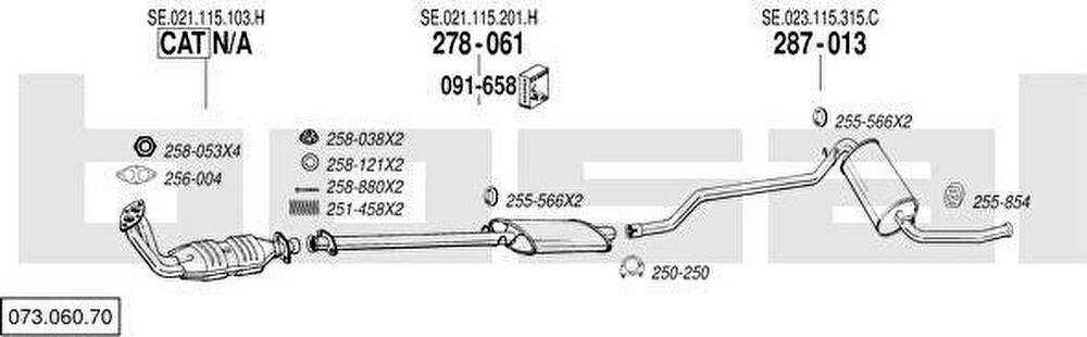Bosal 073.060.70 система выпуска ог на SEAT MALAGA (023A)
