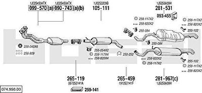 Bosal 074.950.00 система выпуска ог на SKODA OCTAVIA Combi (1U5)