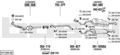 Bosal 074.980.09 система выпуска ог на SKODA OCTAVIA Combi (1U5)