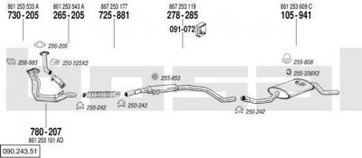 Bosal 090.243.51 система выпуска ог на VW POLO купе (86C, 80)