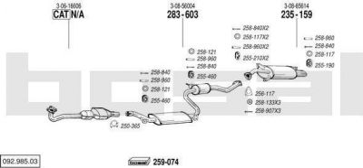 Bosal 092.985.03 система выпуска ог на VOLVO S40 I (VS)