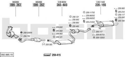 Bosal 092.985.15 система выпуска ог на VOLVO S40 I (VS)