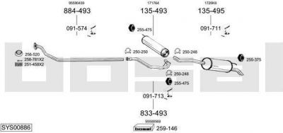 Bosal SYS00886 система выпуска ог на CITROEN BX (XB-_)