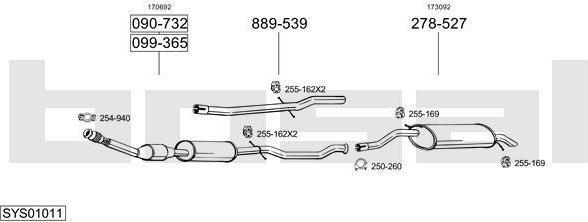 Bosal SYS01011 система выпуска ог на CITROEN C5 I (DC_)
