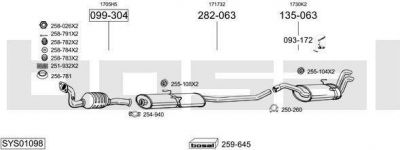 Bosal SYS01098 система выпуска ог на CITROEN EVASION (22, U6)