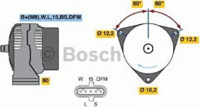 BOSCH генератор 28V 110A 60° впаво и влево MAN TGA 03.99->09.06 (51 26101 7246, 0124655009)