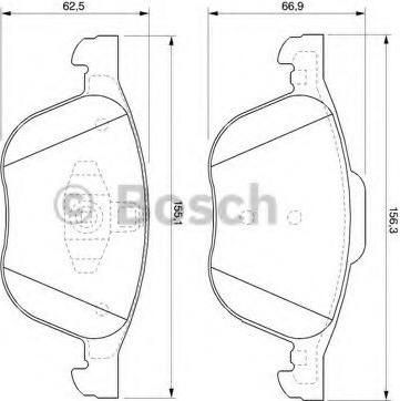 BOSCH Колодки тормозные передние комплект Ford Focus II , III / Mazda 3/ VOLVO S40 II . (1321517, 0986424794)