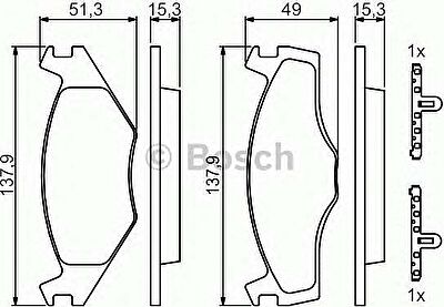 BOSCH Колодки тормозные передние VW GOLF JETTA PASSAT 76-91 (321 698 151 J, 0986468871)