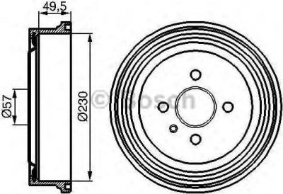 BOSCH Барабан тормозной OPEL Astra G/H /Zafira A 1,2-2,0L 02/98-> 24444064 (0568066, 0986477100)