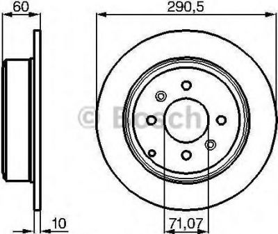 BOSCH Диск торм.зад.не вент. 406 2.0/2.2/3.0 95-> 4246L7 (562042J, 0986478877)