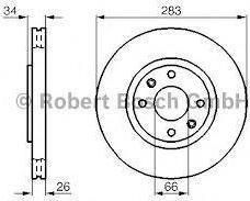 BOSCH Диск тормозной передний PEUGEOT 308 2007-2011 (4249 17, 0986478979)