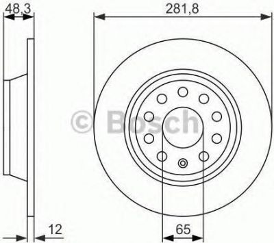 BOSCH Диск тормозной AUDI A3/SKODA OCTAVIA/YETI/VW GOLF V/VI/PASSAT/TIGUAN задний (1K0 615 601 M, 0986479247)